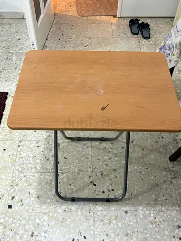 Folding Wood Top Side Table with Metal Legs