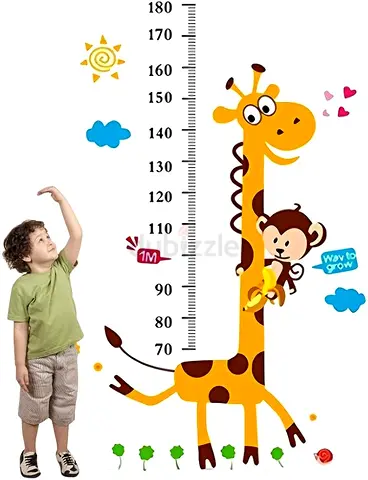 Giraffe Growth Chart Wall Sticker - Kids Height Ruler Decal