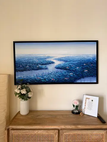 Framed Coastal Landscape Print - Black Frame, 125x65cm