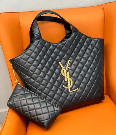 Saint Laurent Icare Maxi Shopping Bag In Black Quilted Lambskin