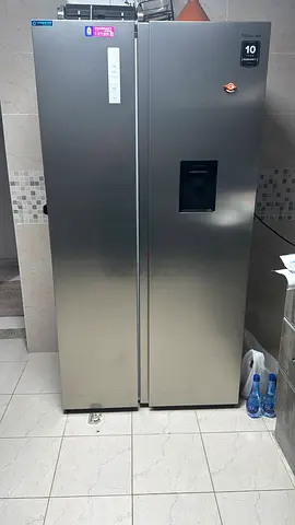 Hisense Side-by-Side Stainless Steel Refrigerator with Water Dispenser - Good Condition