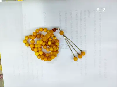 Yellow Old Poland Amber Prayer Beads Misbaha - 66 beads - 20y old