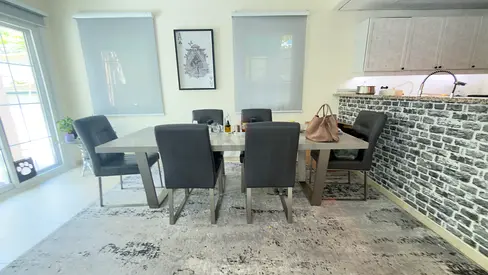 Gray 6-Seater Rectangular Dining Table with Chairs - Excellent Condition