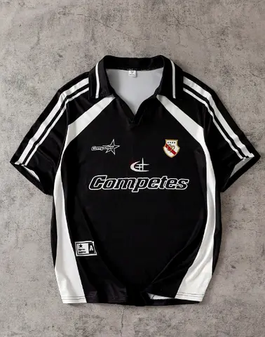 Black  white Competes team polo shirt - size M