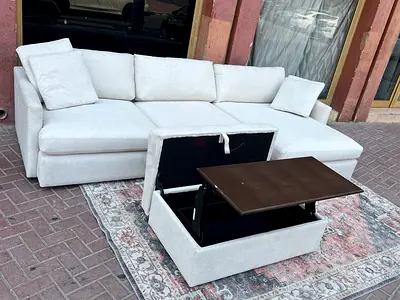Cratebarrel L Shape Sofa Beige