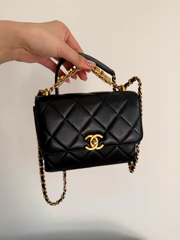 Chanel handbag with crystal handle preloved authentic