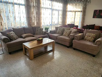 Light brown 3-piece sofa set with coffee table - good condition