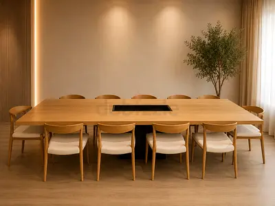 Modern Wooden Dining Table with 10 Matching Chairs