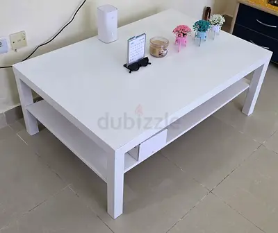 IKEA ! Modern White Center Coffee Table with Storage Shelf.