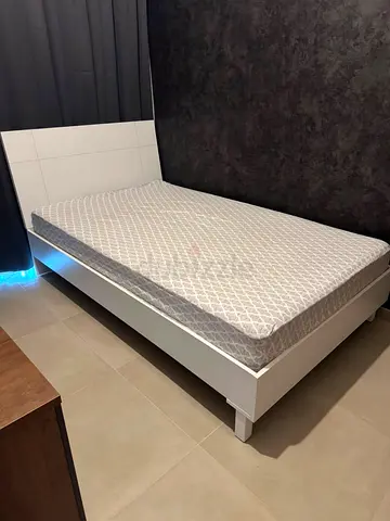 White single bed frame with mattress - good condition