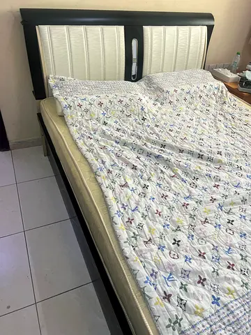 Queen size bed frame with mattress - good condition