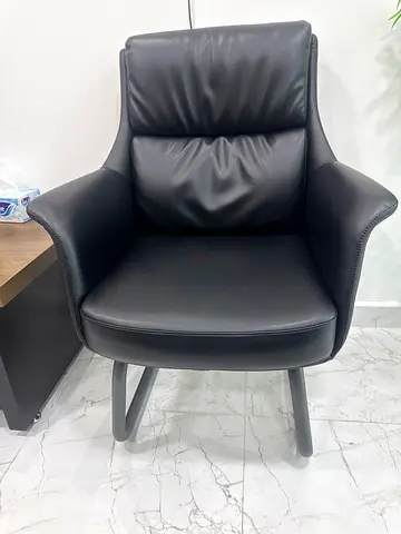 Black Faux Leather Accent Chair in leather Seat and Back