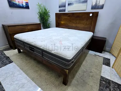 Modern Wooden King Size Bed Frame with Mattress