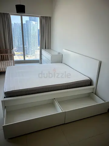 IKEA Malm King Bed with Mattress and Storage