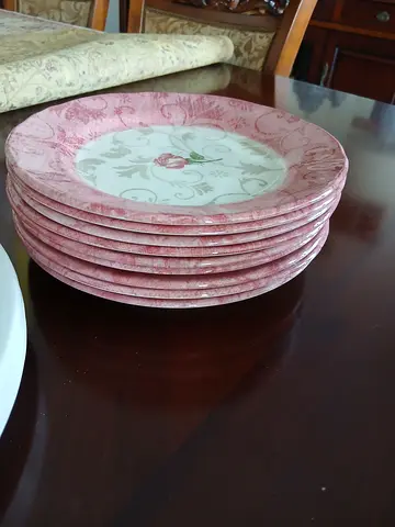 Set of  Pink Floral Dessert/Side Plates - Good Used Condition