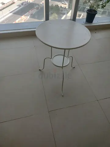 White round metal side table