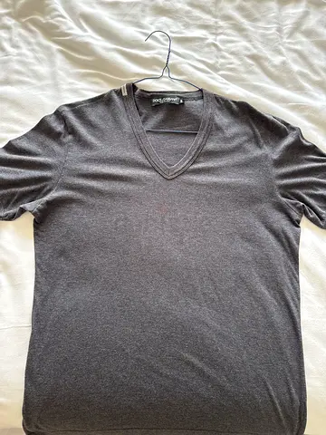 Original Dolce  Gabbana Grey V-neck Mens T-shirt, Excellent Condition