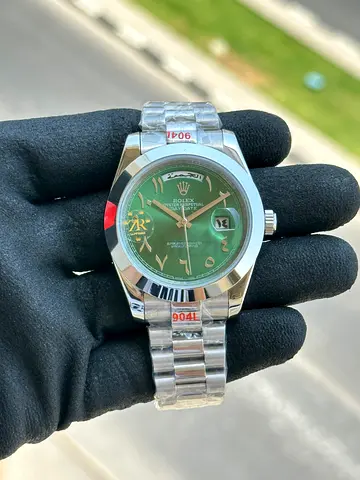 Rolex Stainless Steel Automatic Watch with  Arabic Green Dial