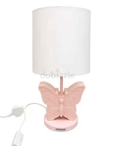 Pink Butterfly Table Lamp with White Shade