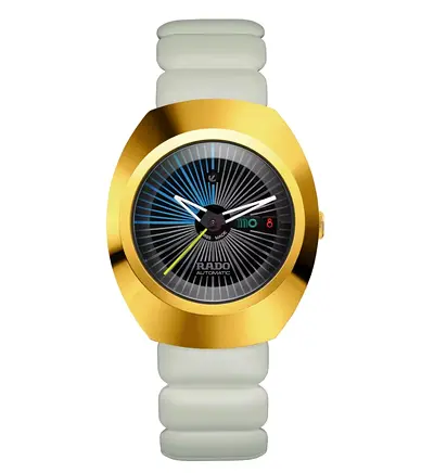 Rado Automatic Gold-Tone Mens Watch with White Strap