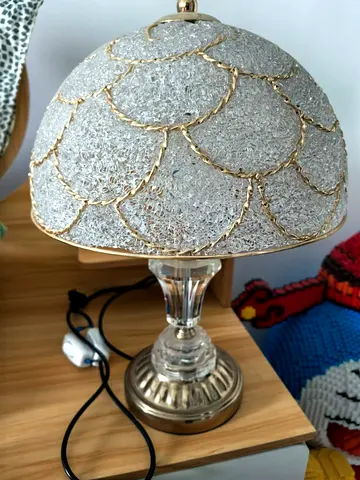 Decorative Glass  Metal Table Lamp with Textured Shade