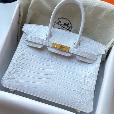 Hermes Birkin 30 In White Crocodile Niloticus Matte Skin