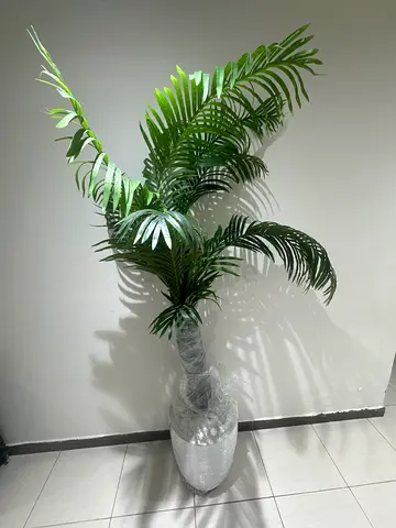Tall Artificial Palm Plant in Decorative Pot - Good Condition