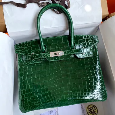 Hermes Birkin 30 In Malachite Crocodile Niloticus Shiny Skin