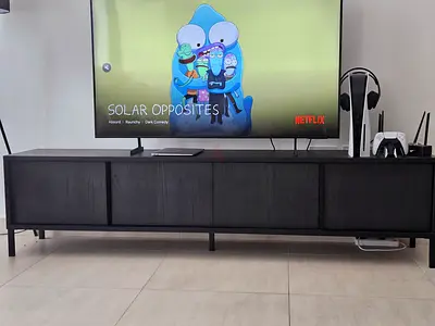 Dark Wood TV Console / Entertainment Unit - Modern Lowboard