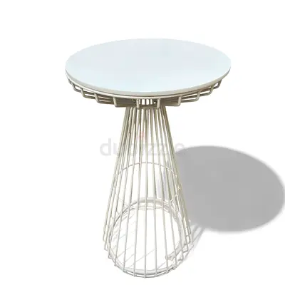 White Metal Wire Bistro Side Table with Round Top