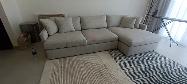 Cratebarrel lounge deep L shape sofa cement colour