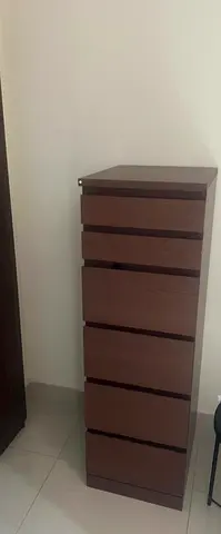 Slim 6-Drawer Tall Chest - Dark Wood Finish
