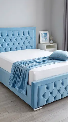 Modern Grey Upholstered Bed Frame with Headboard - Queen