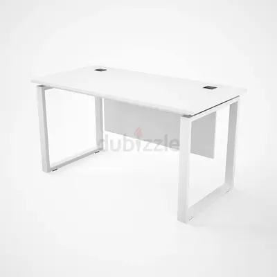 Modern White Office Desk with Cable Management