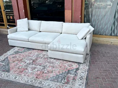 Cratebarrel L Shape Sofa Beige Excellent condition