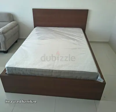 IKEA Malam double bed 140×200cm bed with 2 big storage drawers underneath and with IKEA mattress