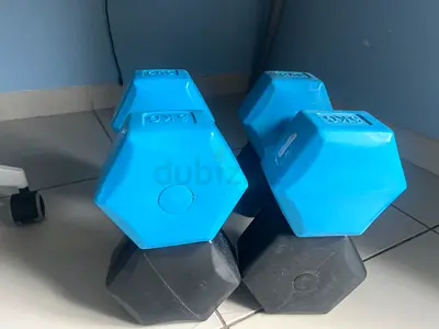 Pair of 5 and 7kg Hex Rubber Coated Dumbbells - Light Home Weights