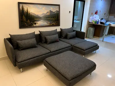Luxury Fabric Sectional Sofa. Spacious, cozy, and ideal for family gatherings. Contemporary style.