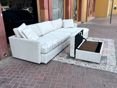 Cratebarrel L Shape Sofa Beige