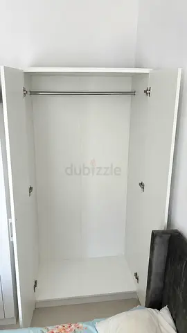 2 door wardrobe with mirror - white