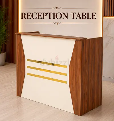 Red Walnut Office Reception Table – Reception Desk with Lockable Drawers For Office