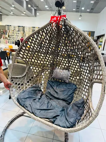 Double Hanging Rattan Egg Chair with Cushions - Indoor/Outdoor
