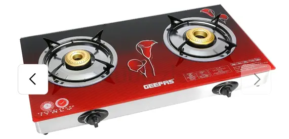 Geepas 2-Burner Glass Top Gas Stove - Good Working Condition