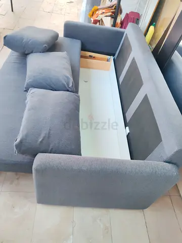 Gray fabric sofa bed 3 seater with storage compartment - good condition for sale free delivery