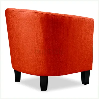 Single Orange Fabric Accent Armchair - Modern Curved Back