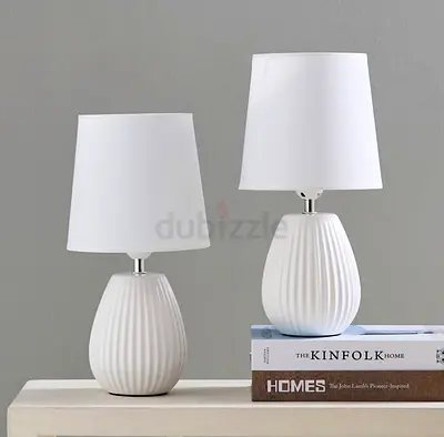 2 White Ceramic Table lamp set