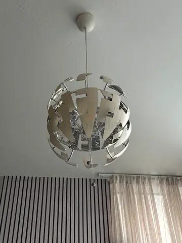 Modern spherical pendant light fixture - silver/white matching center tablr