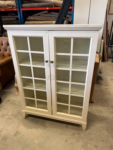 Crate Barrel White Glass Cabinet