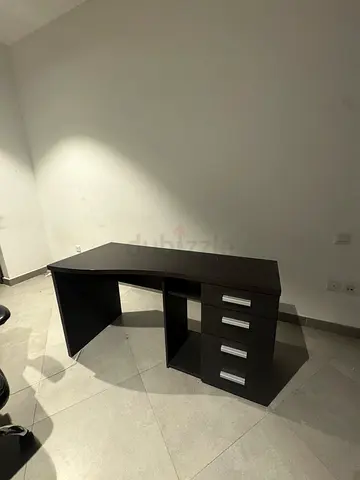 Compact dark wood desk computer or makeup table with drawers - good condition