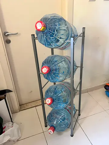 Metal stand for 5-gallon water bottles with 4 bottles (ready to use)